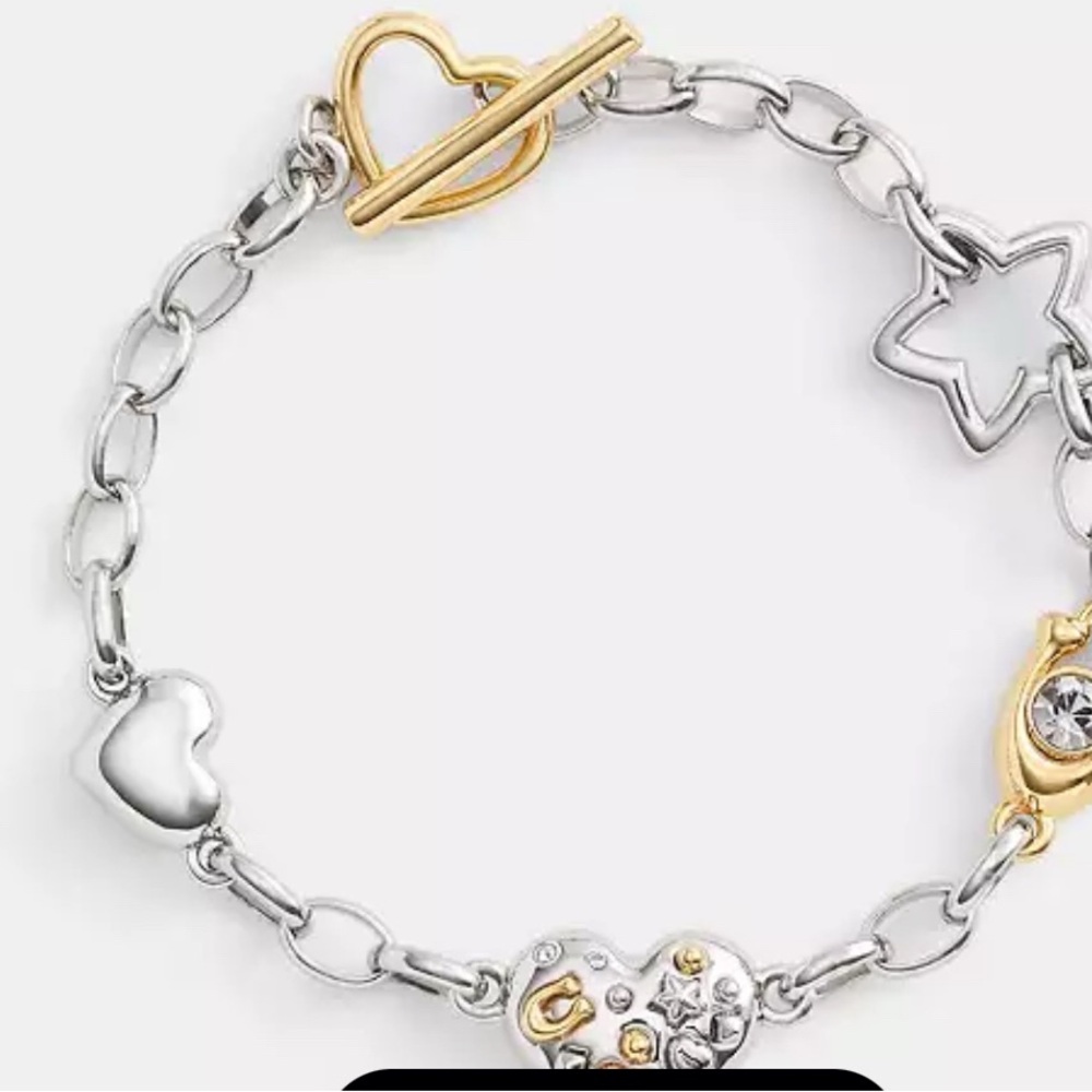 Coach‎ Hearts And Stars Linear Bracelet. New - Picture 3 of 5